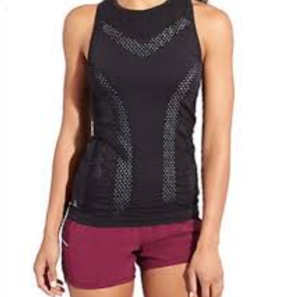 Athleta Burpee Seamless Tank XS Black Gray Laser Cut Racerback Workout
